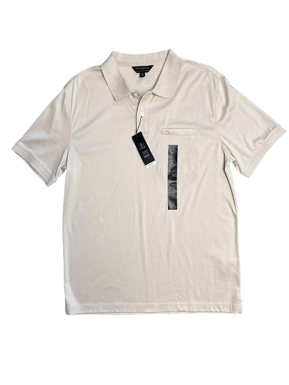 NWT Banana Republic Tan Short Sleeve Luxe Touch Performance Polo Shirt Sz M